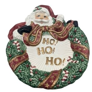 Fitz and Floyd Santa Wreath Plate FLAWS READ